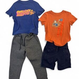 Gap Cat & Jack Toddler Boys 4 Piece Set Shirts Joggers Shorts Size 4T 4-5 XS
